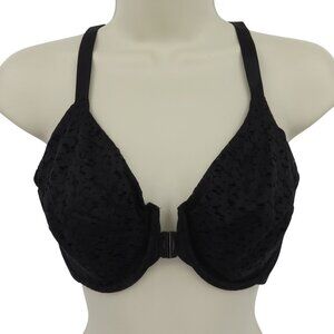 Chantelle 36D Norah Comfort Front Closure Bra 13F6 Black Underwire Unlined Women